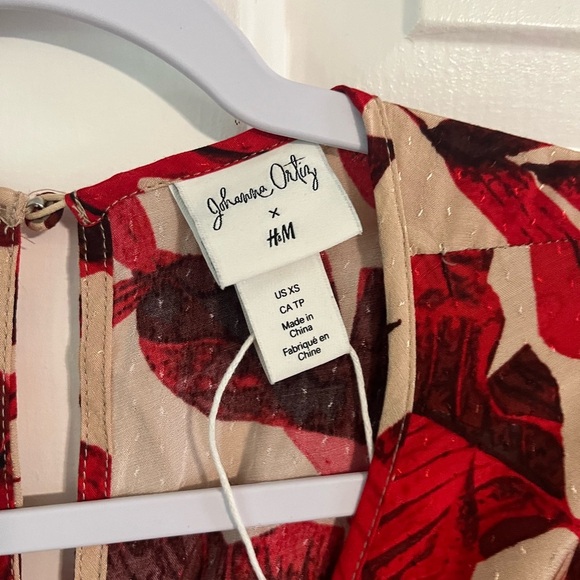 NWOT Johanna Ortiz x H&M Flounced Dress leaf print size xs - Picture 5 of 5
